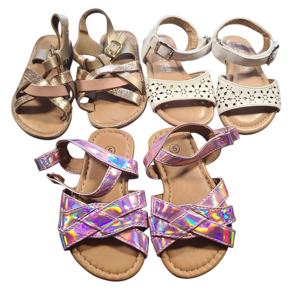 Toddler Girl Sandals Bundle Size 5 | 3 Pairs Cat & Jack Kenneth Cole - Picture 2 of 10